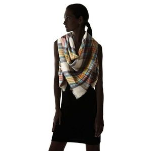 Steve Madden Plaid Blanket Wrap IVORY